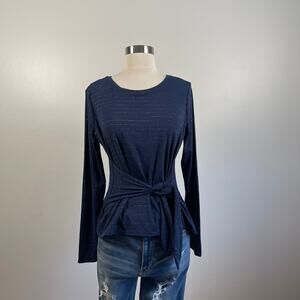 Highline Collective • Tie Front Striped Long Sleeve Top